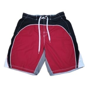 Speedo‎ Mens Swim Trunks Athletic Red Black White Size L
